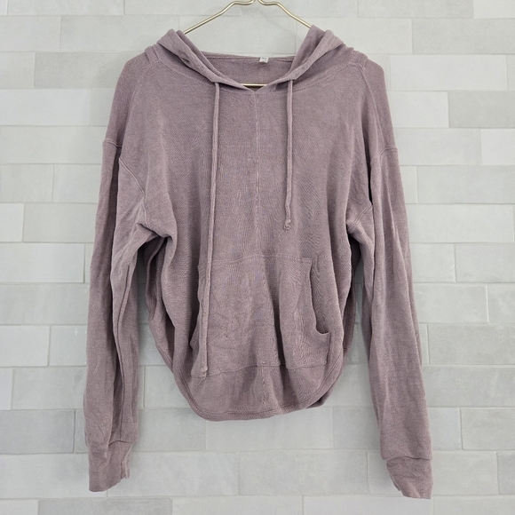 Free People FP Movement Back Into It Cutout Hoodie Sweatshirt Moonlight Mauve XS - Picture 5 of 9